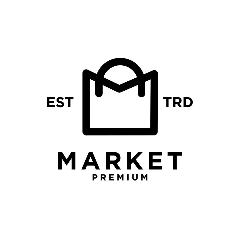Market shop bag initial M logo icon design vector