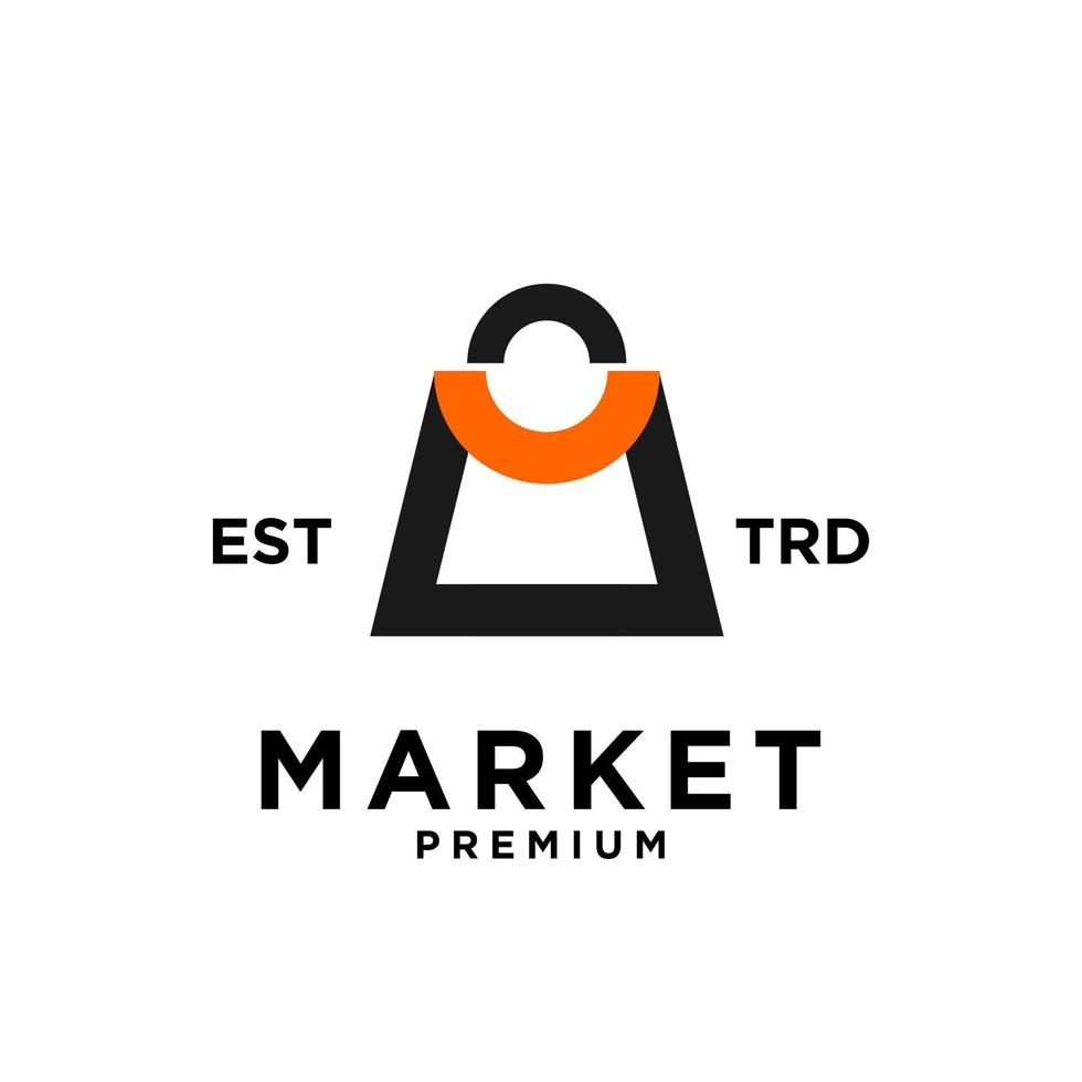 mercado tienda bolsa inicial m logo icono diseño vector