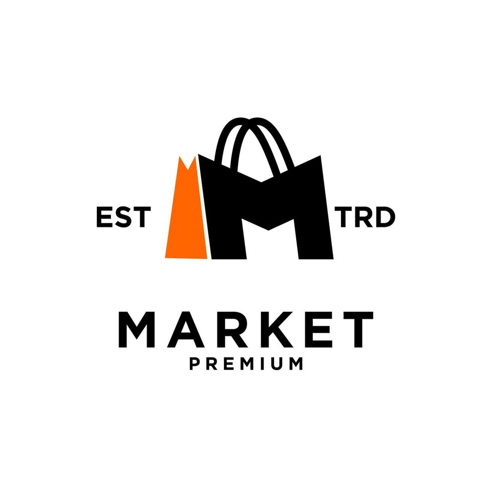 Market shop bag initial M logo icon design vector