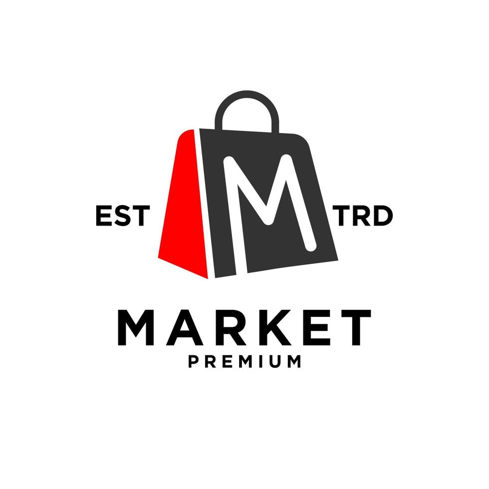 Market shop bag initial M logo icon design vector