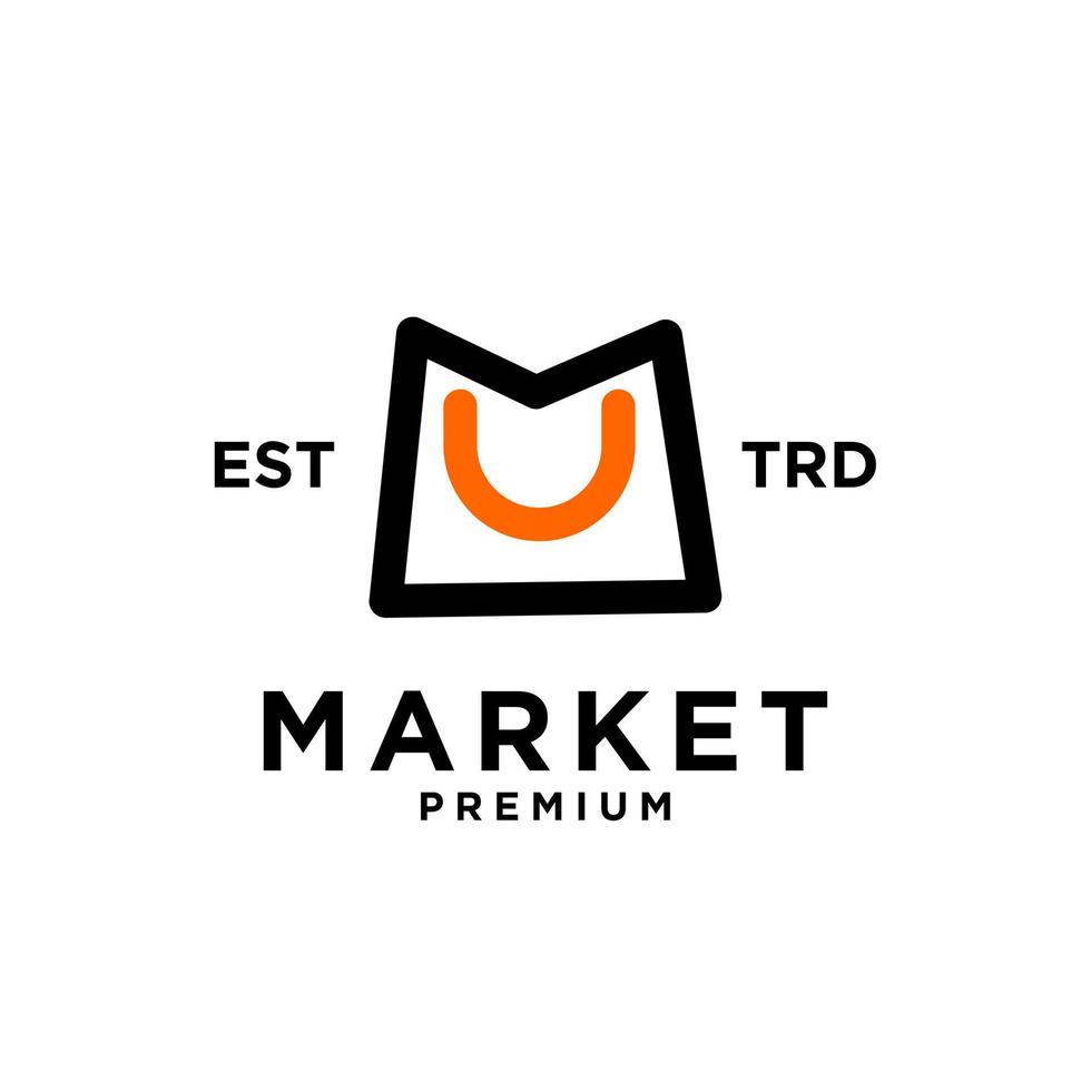 Market shop bag initial M logo icon design vector