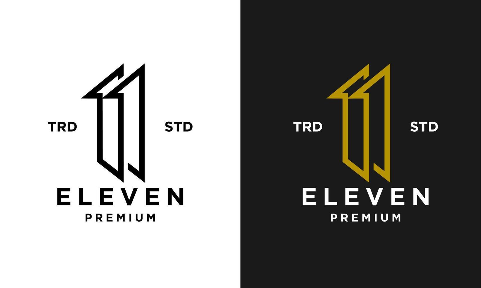 Eleven Initial number 11 icon design logo minimal vector