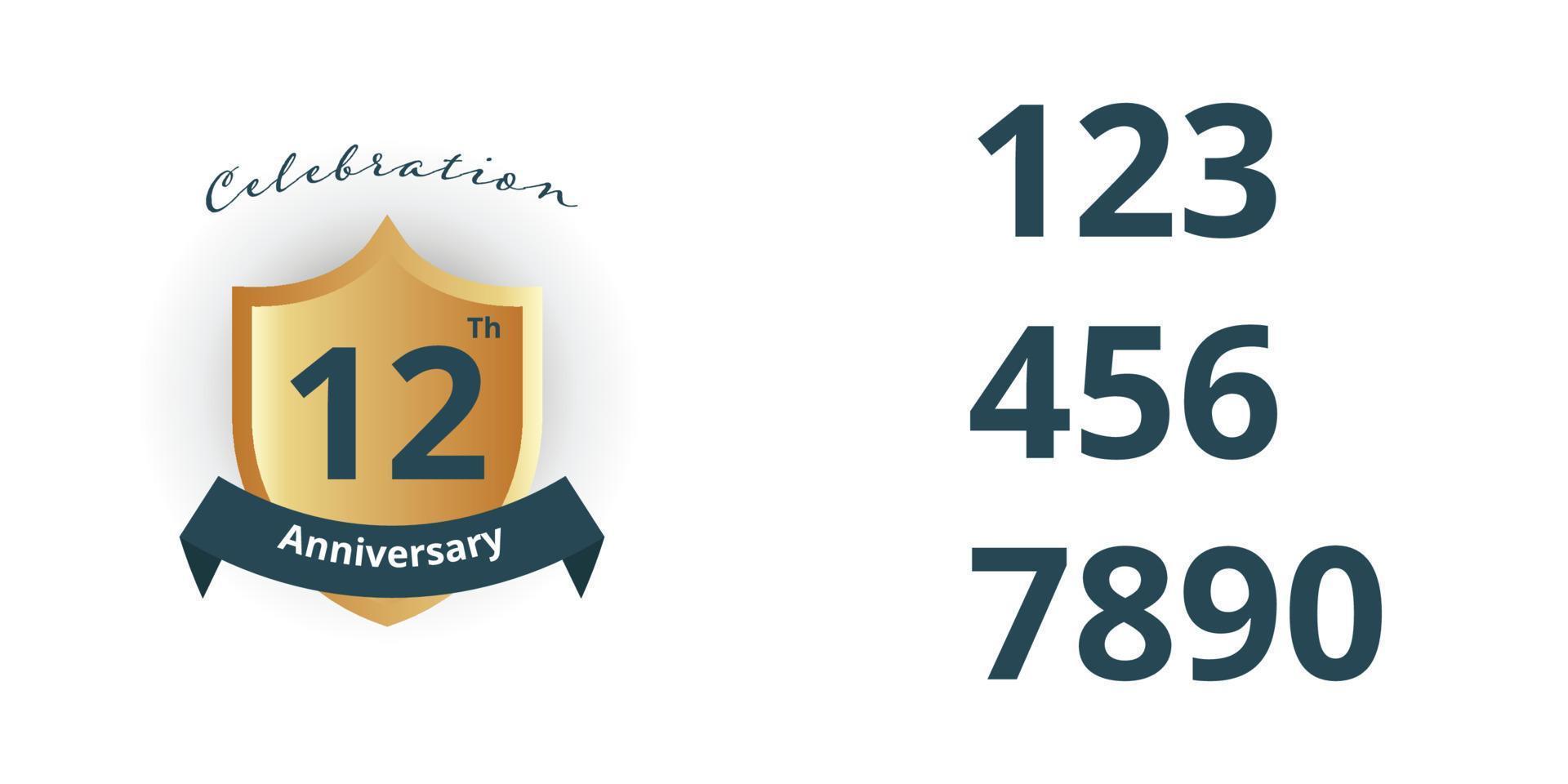 Set 12 years anniversary label illustration template design vector