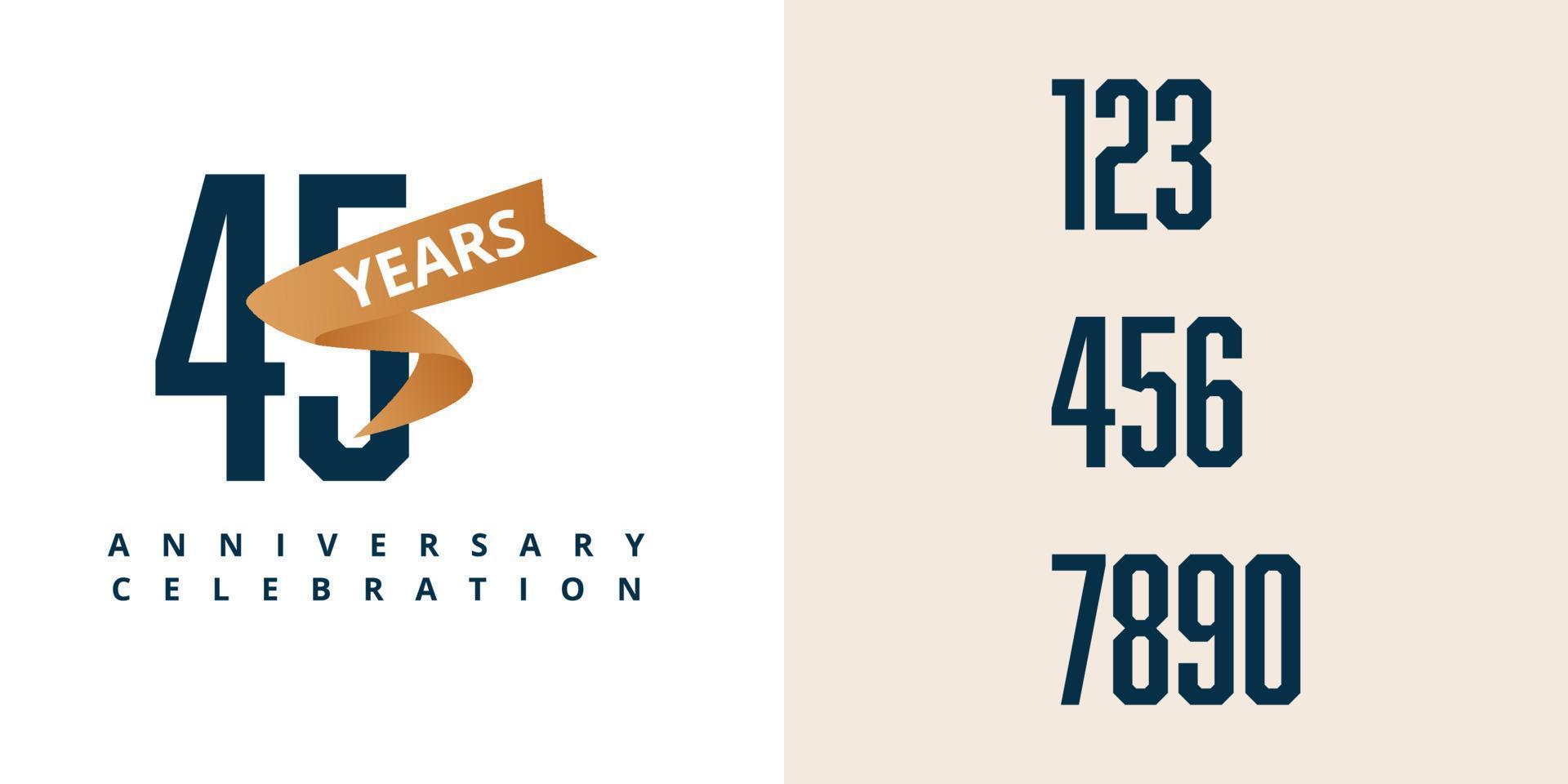 Set 45 years anniversary label illustration template design vector