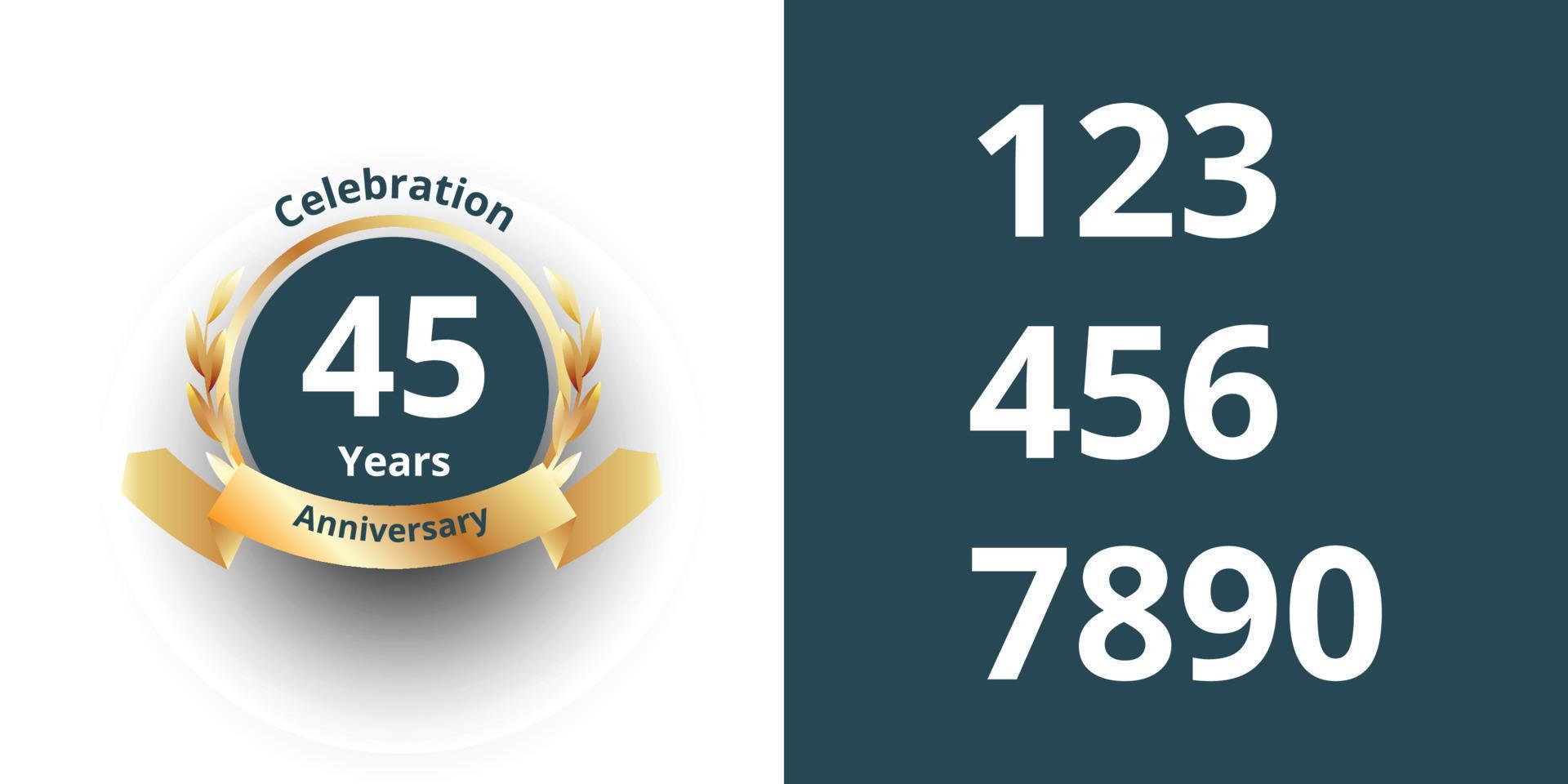 Set 45 years anniversary emblem badge label illustration template design vector