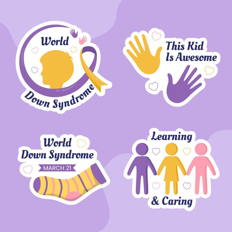 World Down Syndrome Day Label Flat Cartoon Hand Drawn Templates Illustration vector