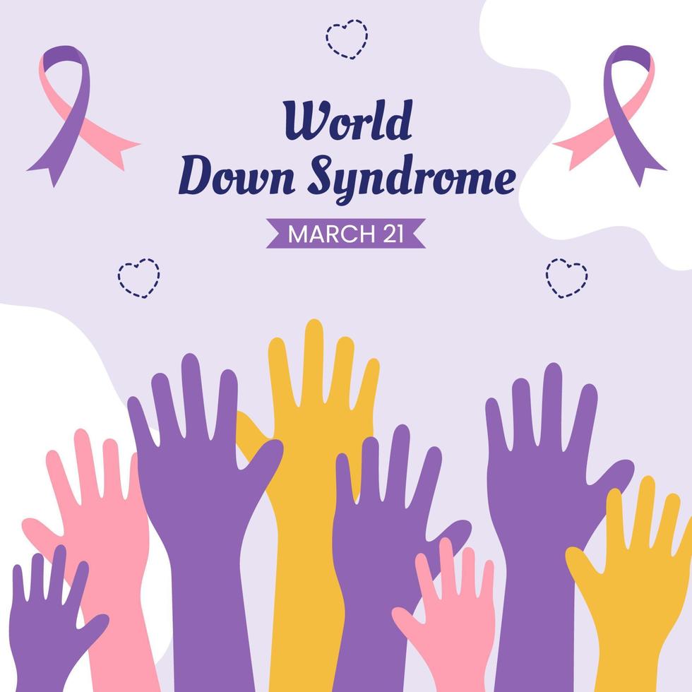 World Down Syndrome Day Horizontal Banner Flat Cartoon Hand Drawn Templates Illustration vector