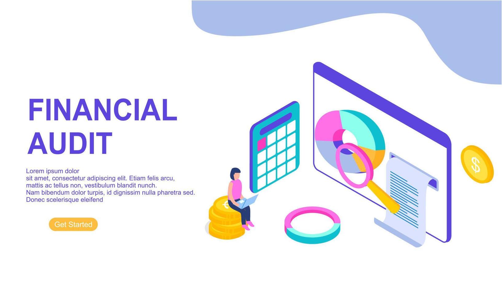 Financial audit business concept with character for website landing page vector