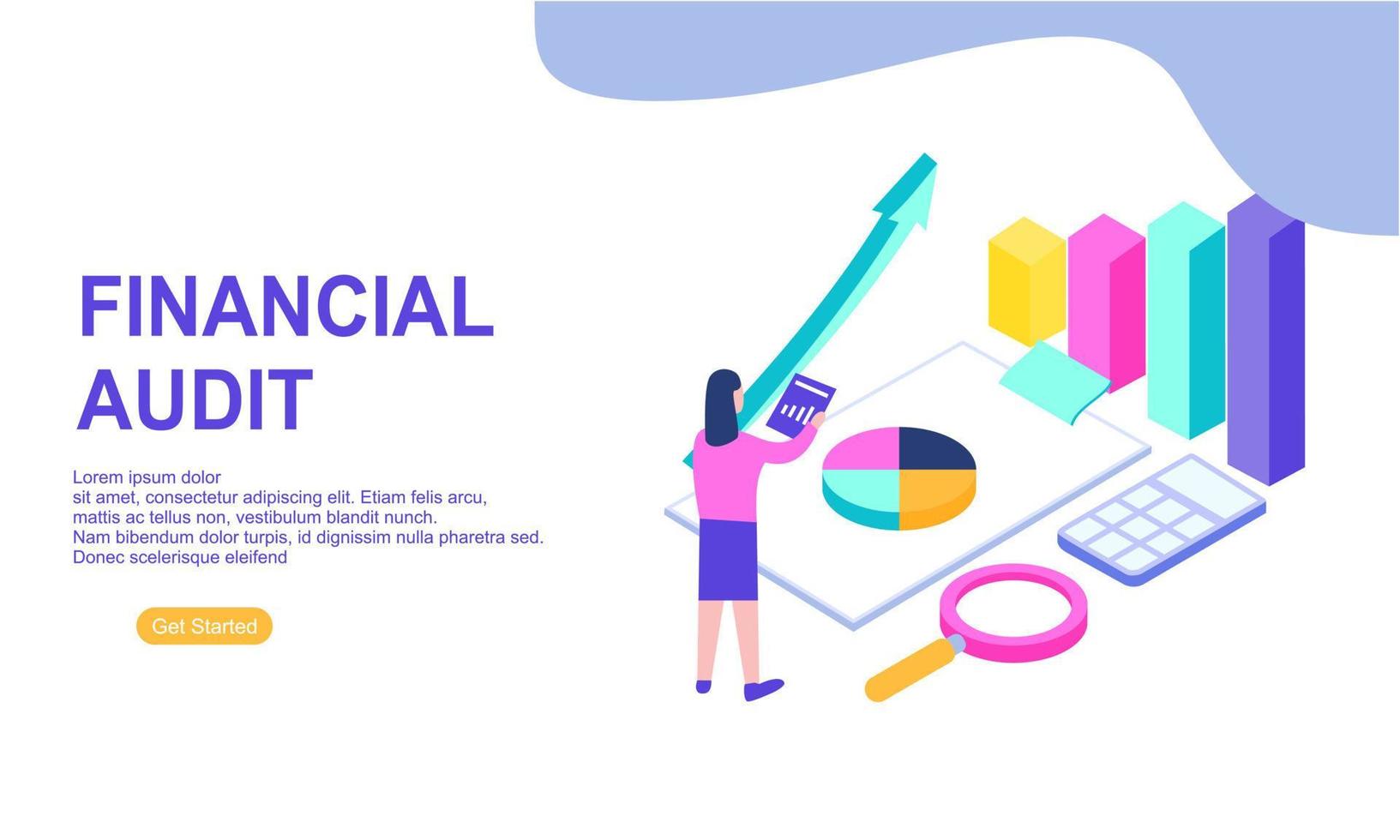 Financial audit business concept with character for website landing page vector