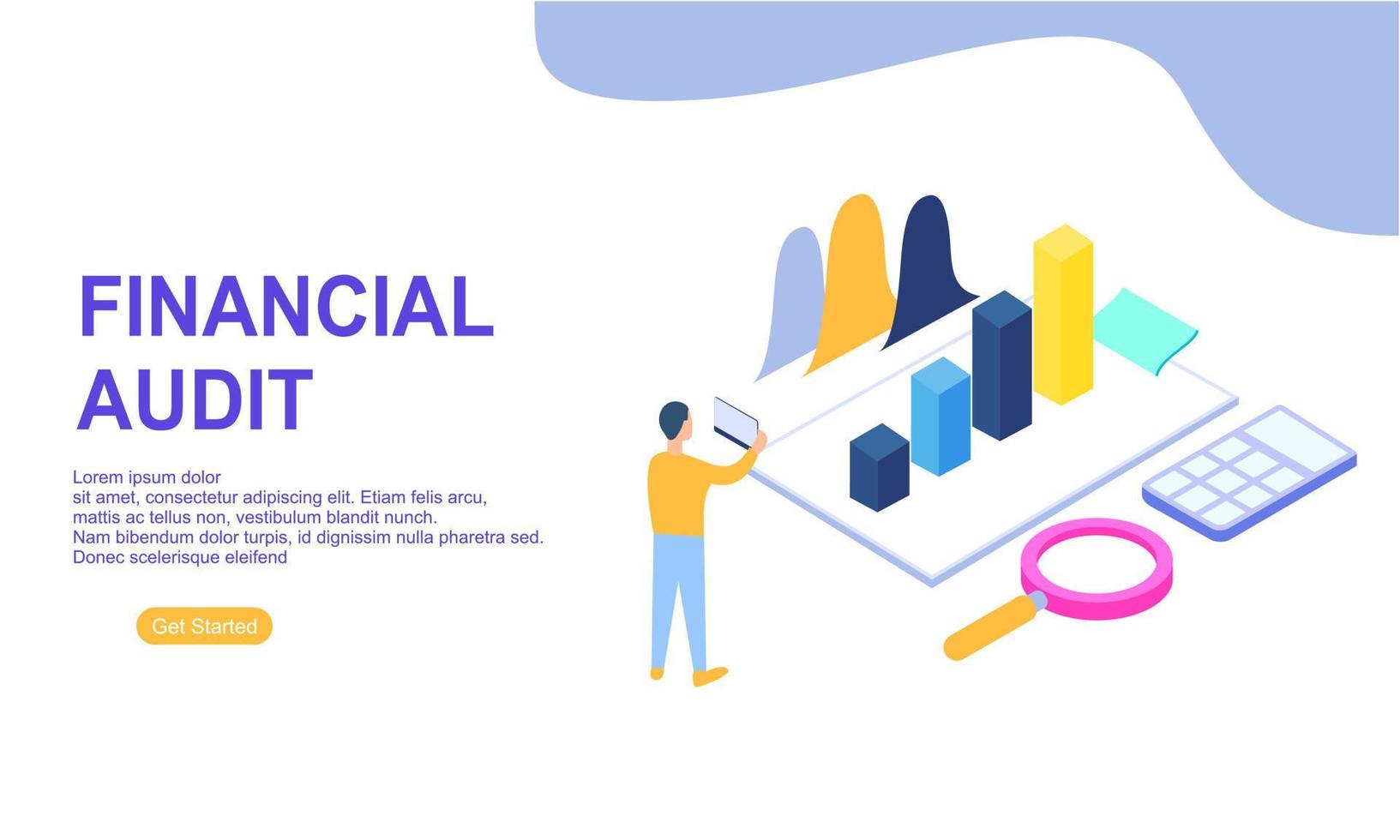 Financial audit business concept with character for website landing page vector