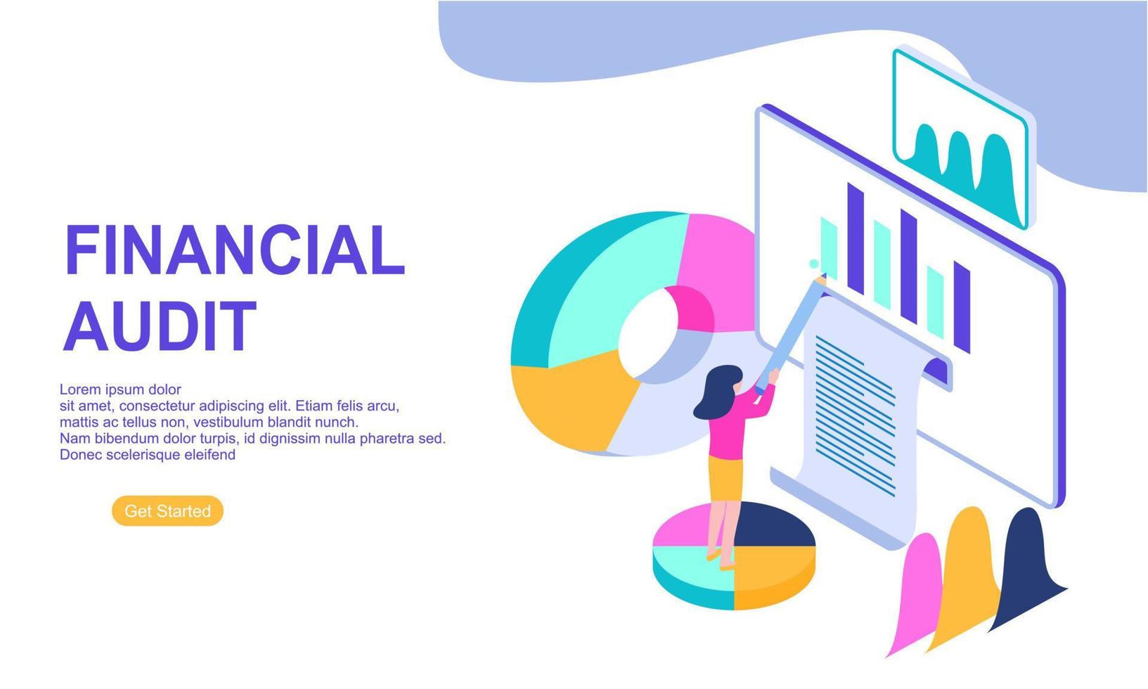 Financial audit business concept with character for website landing page vector