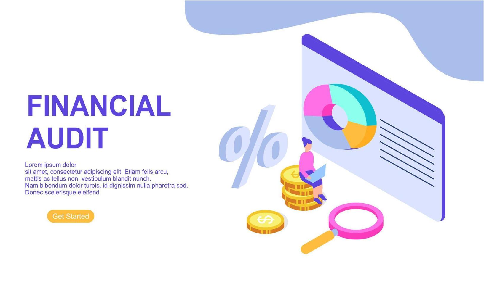 Financial audit business concept with character for website landing page vector