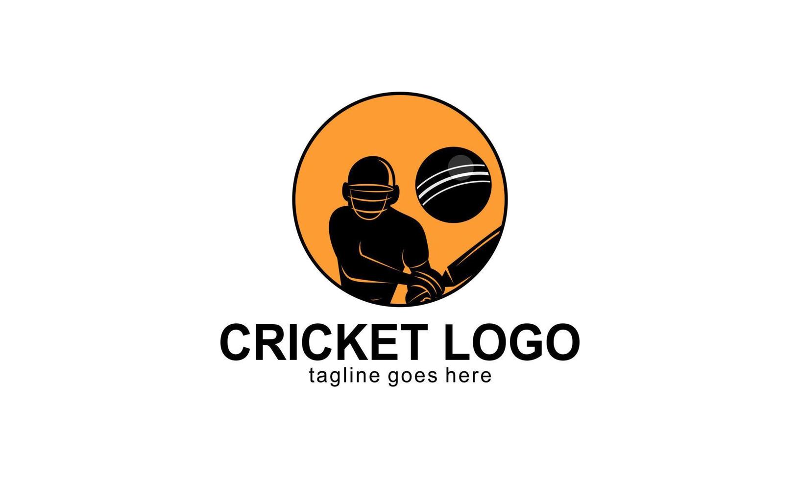 Cricket sport player logo template design vector