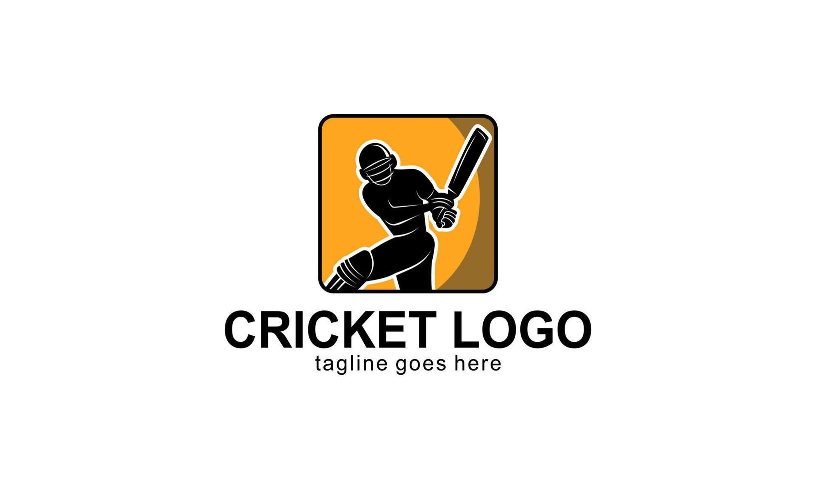 Cricket sport player logo template design vector