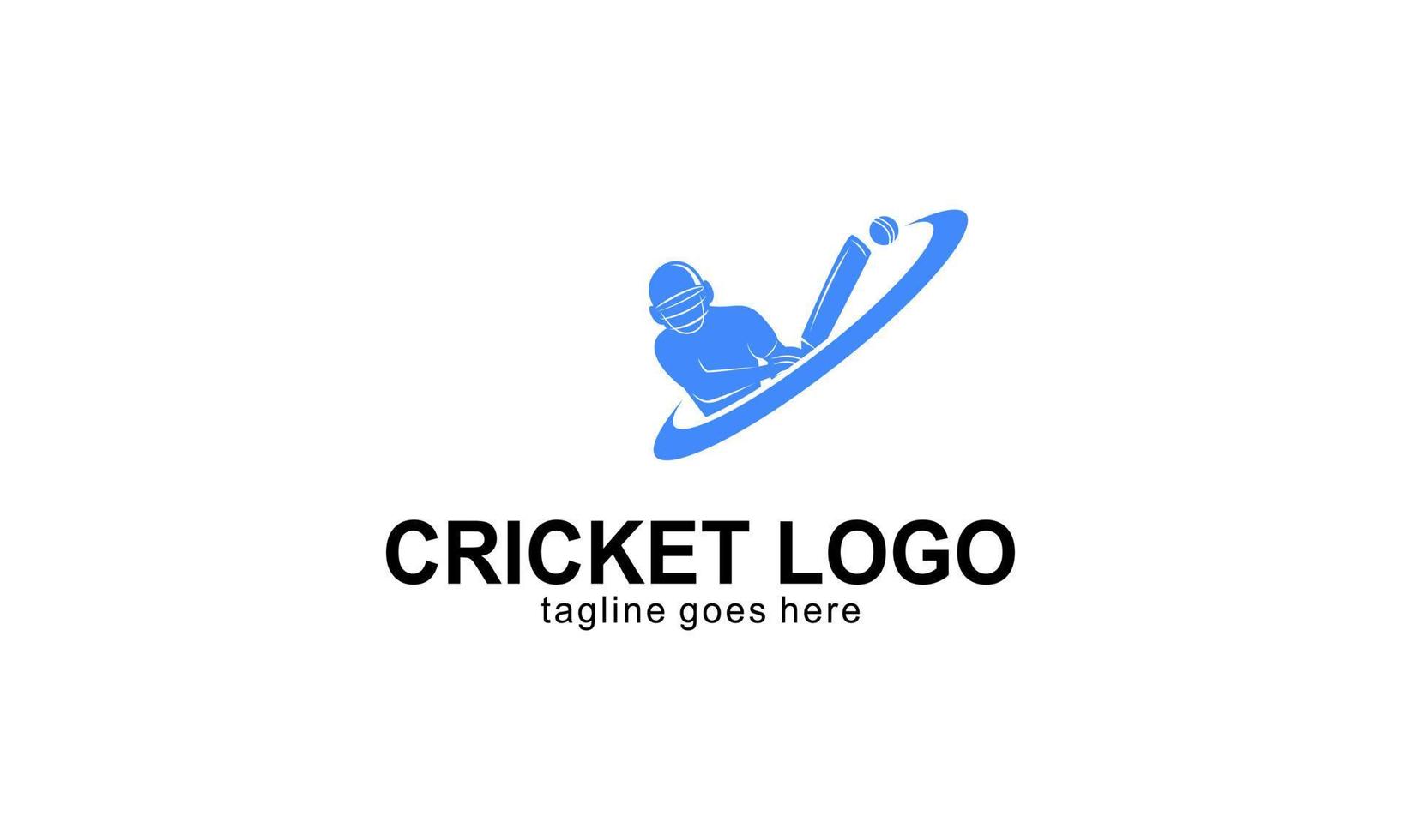 Cricket sport player logo template design vector