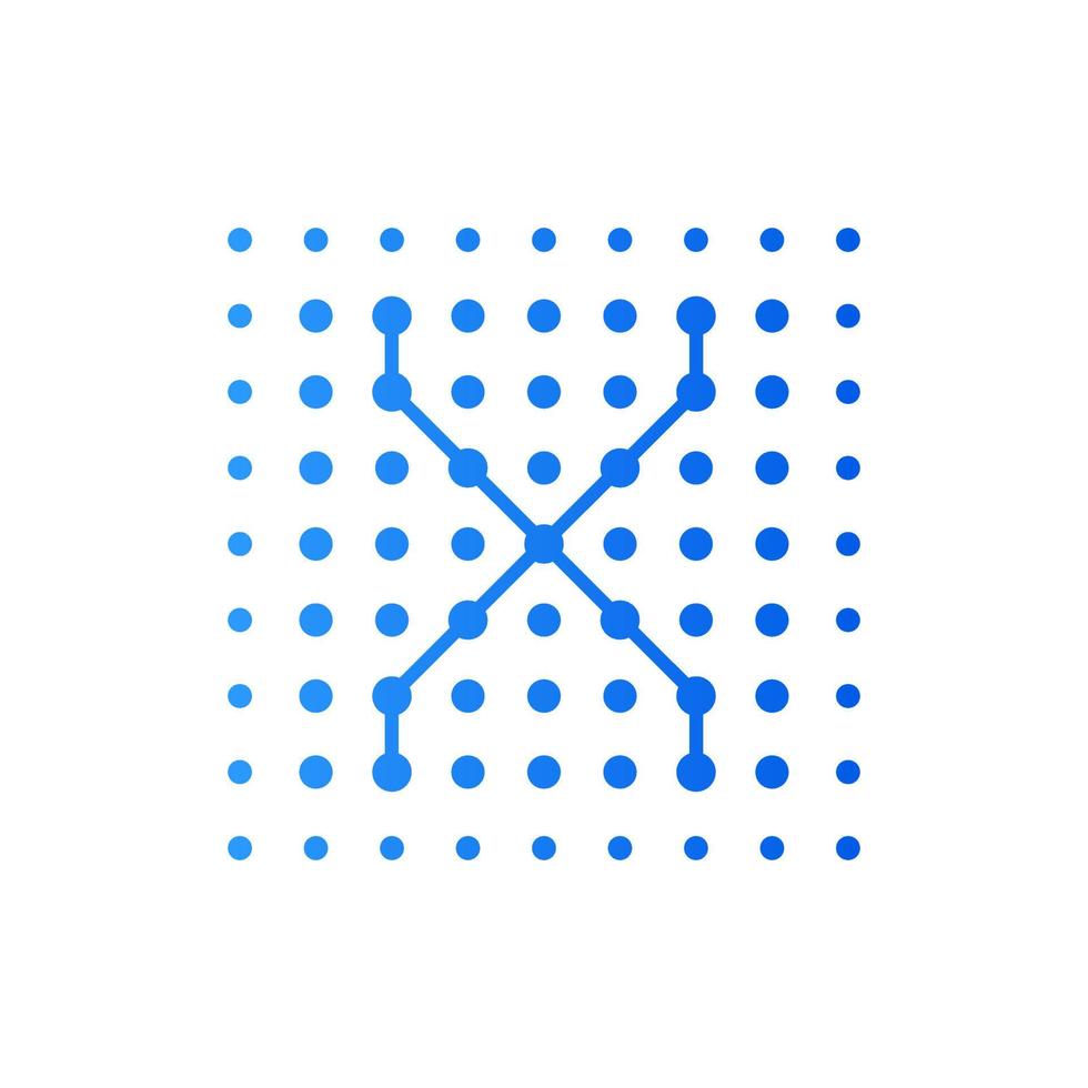 Initial X Dots Square Logo vector