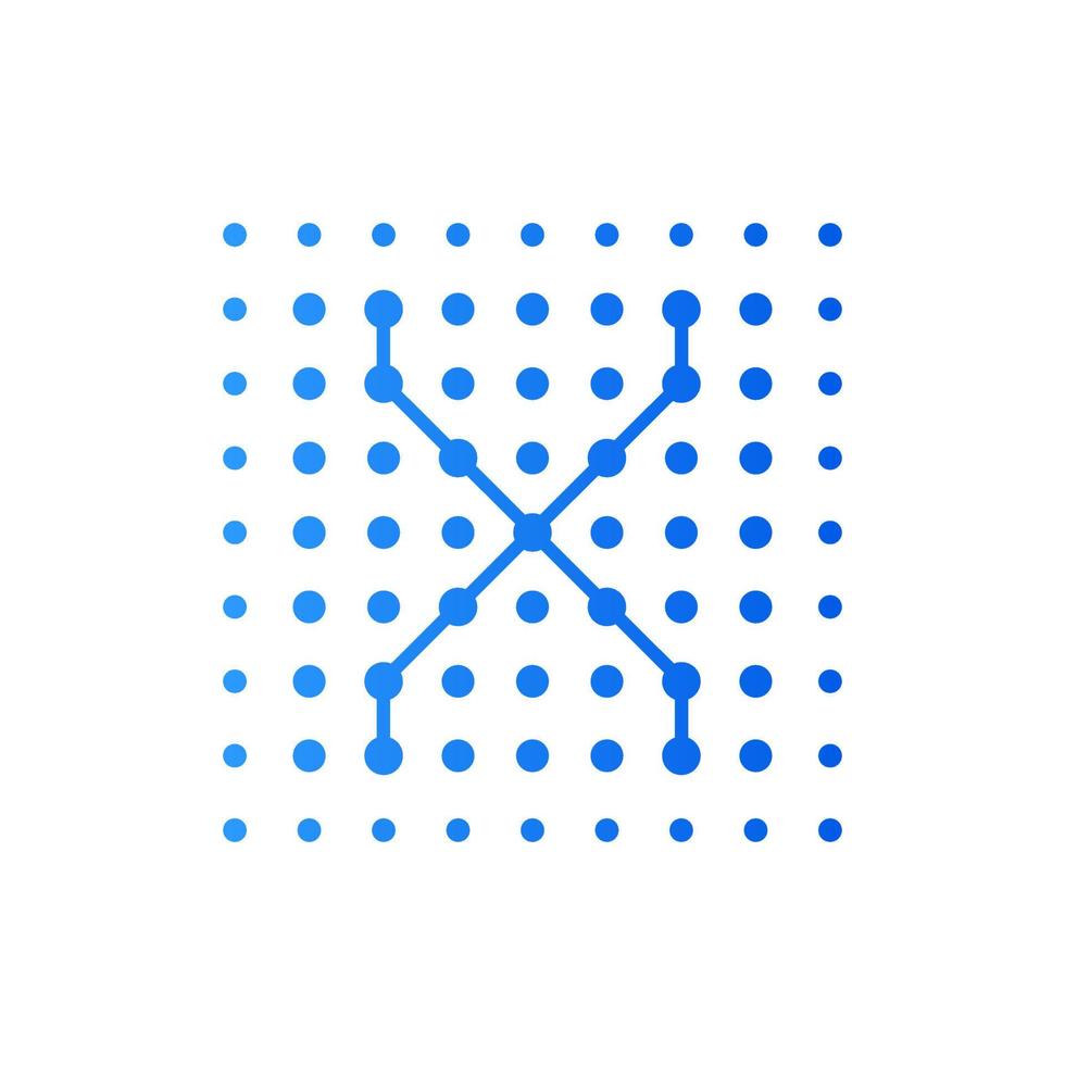 Initial X Dots Square Logo vector