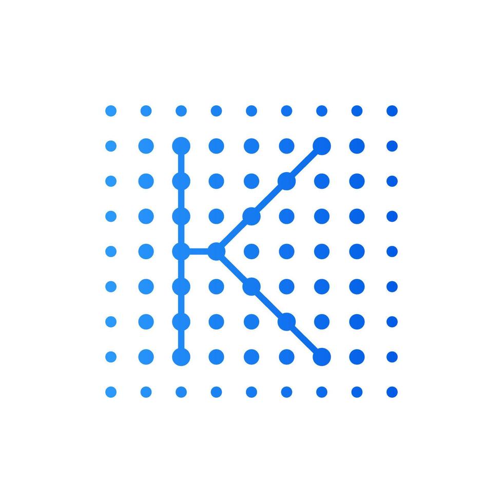 Initial K Dots Square Logo vector