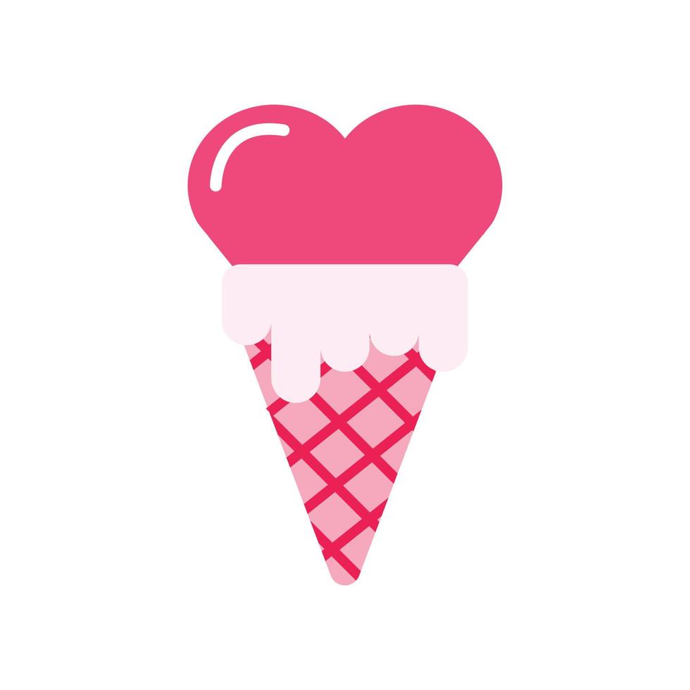 isolate valentine's day pink ice cream flat icon love icon vector