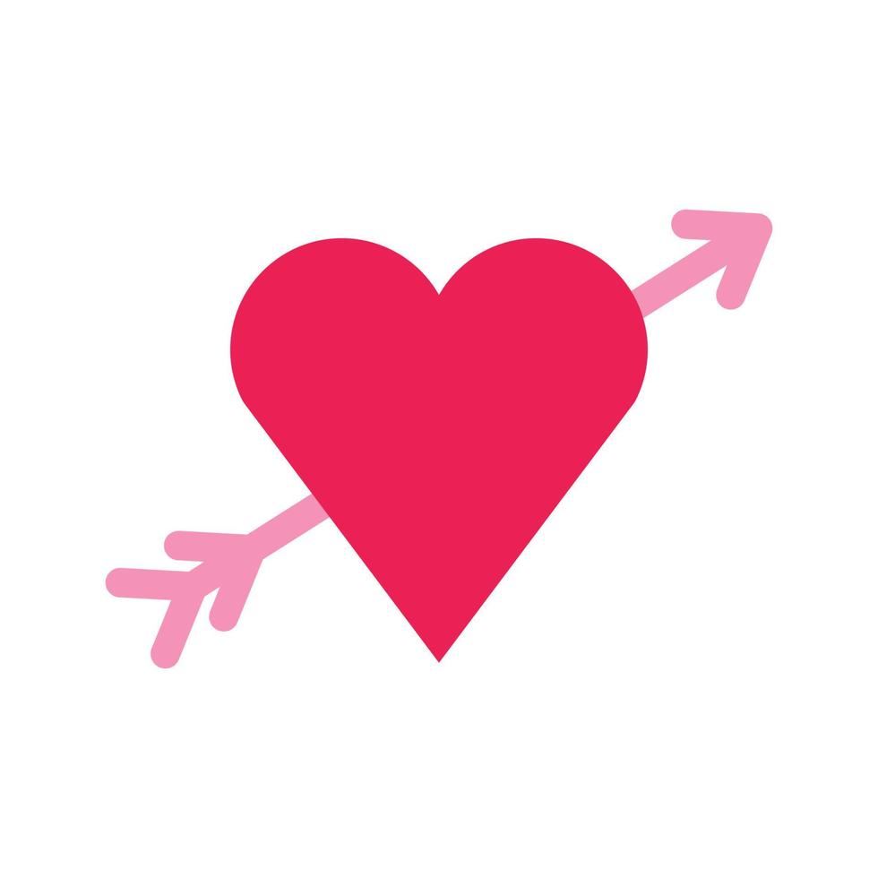 love icon isolate valentine's day pink big heart and arrow flat icon vector