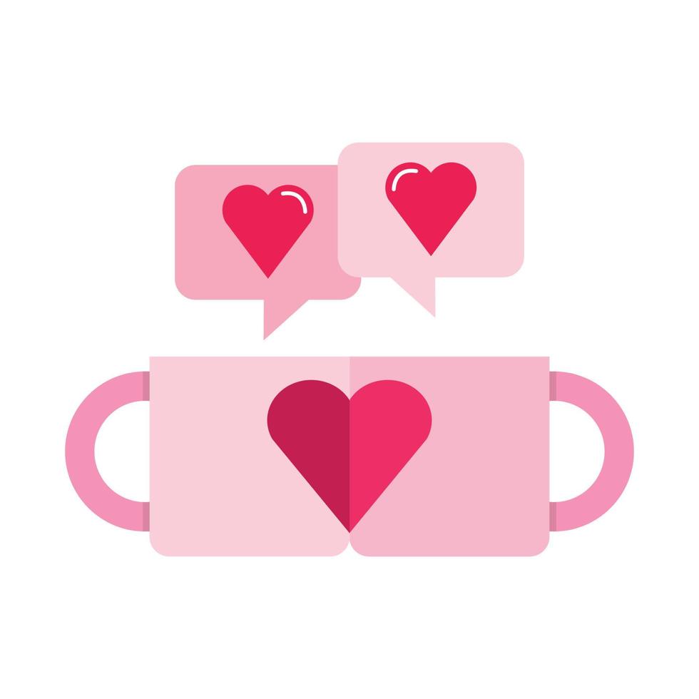 isolate valentine's day pink coffee cup flat icon love icon vector