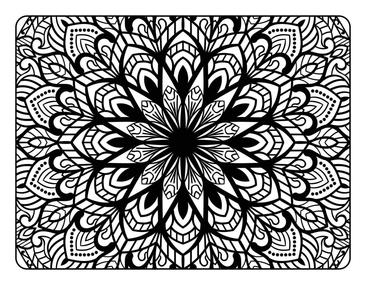 Adult mandala coloring page for relaxation, coloring page for adult, coloring book page with floral mandala pattern art vector