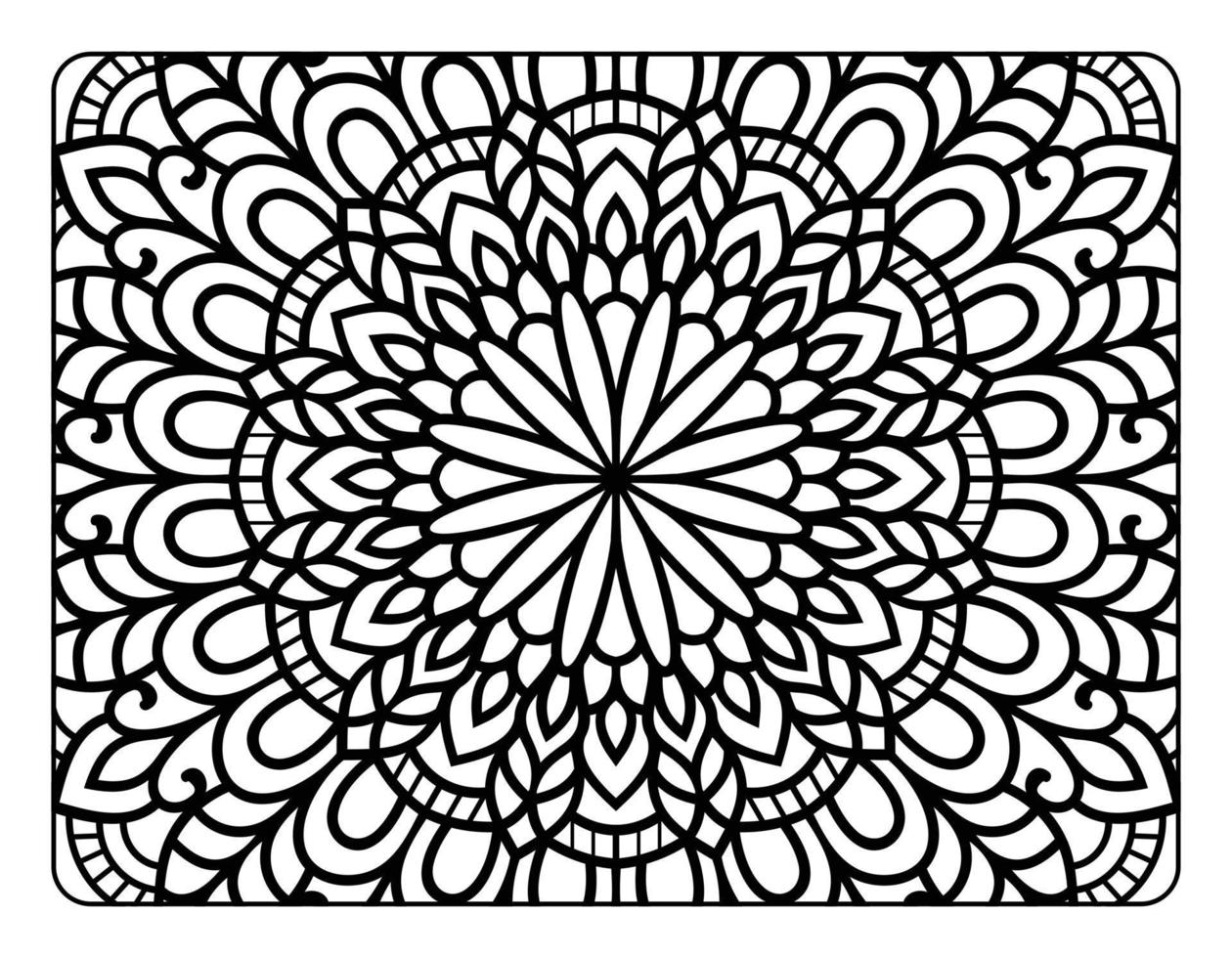 Adult mandala coloring page for relaxation, coloring page for adult, coloring book page with floral mandala pattern art vector