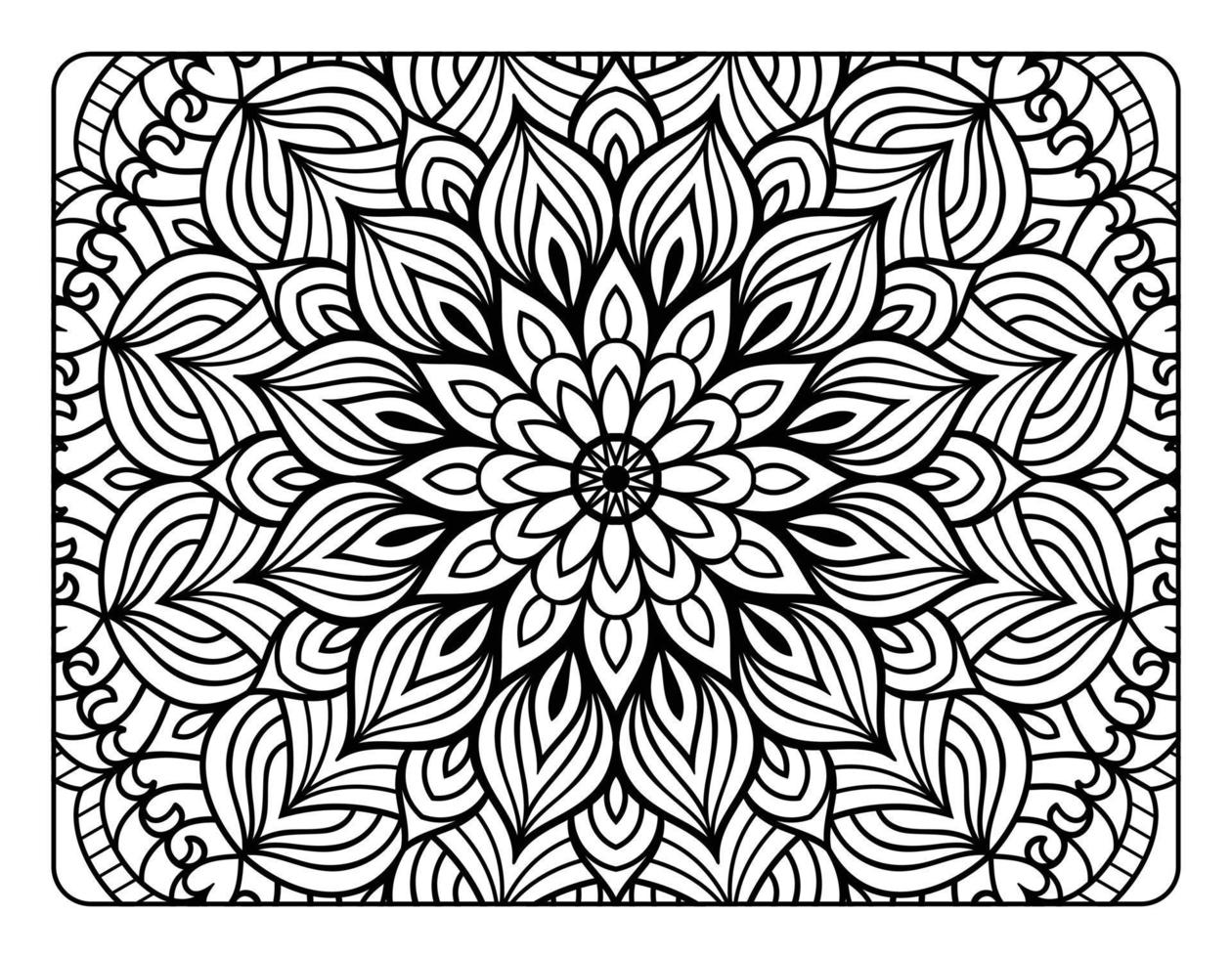 Black And White Adult Coloring - Mandala Floral Coloring Page For Adult Coloring Book Black And White Mandala Coloring Page Hand Drawn Outlined Doodle Line Art For Adult Coloring Page Interior Free Vector 