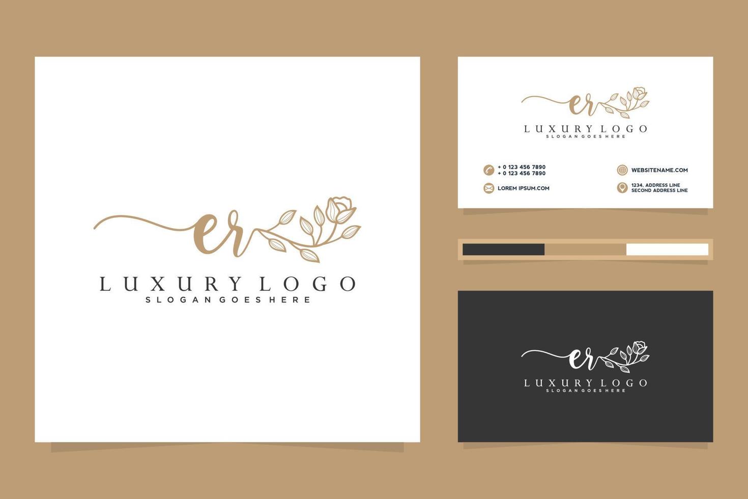 Initial ER Feminine logo collections and business card templat Premium Vector