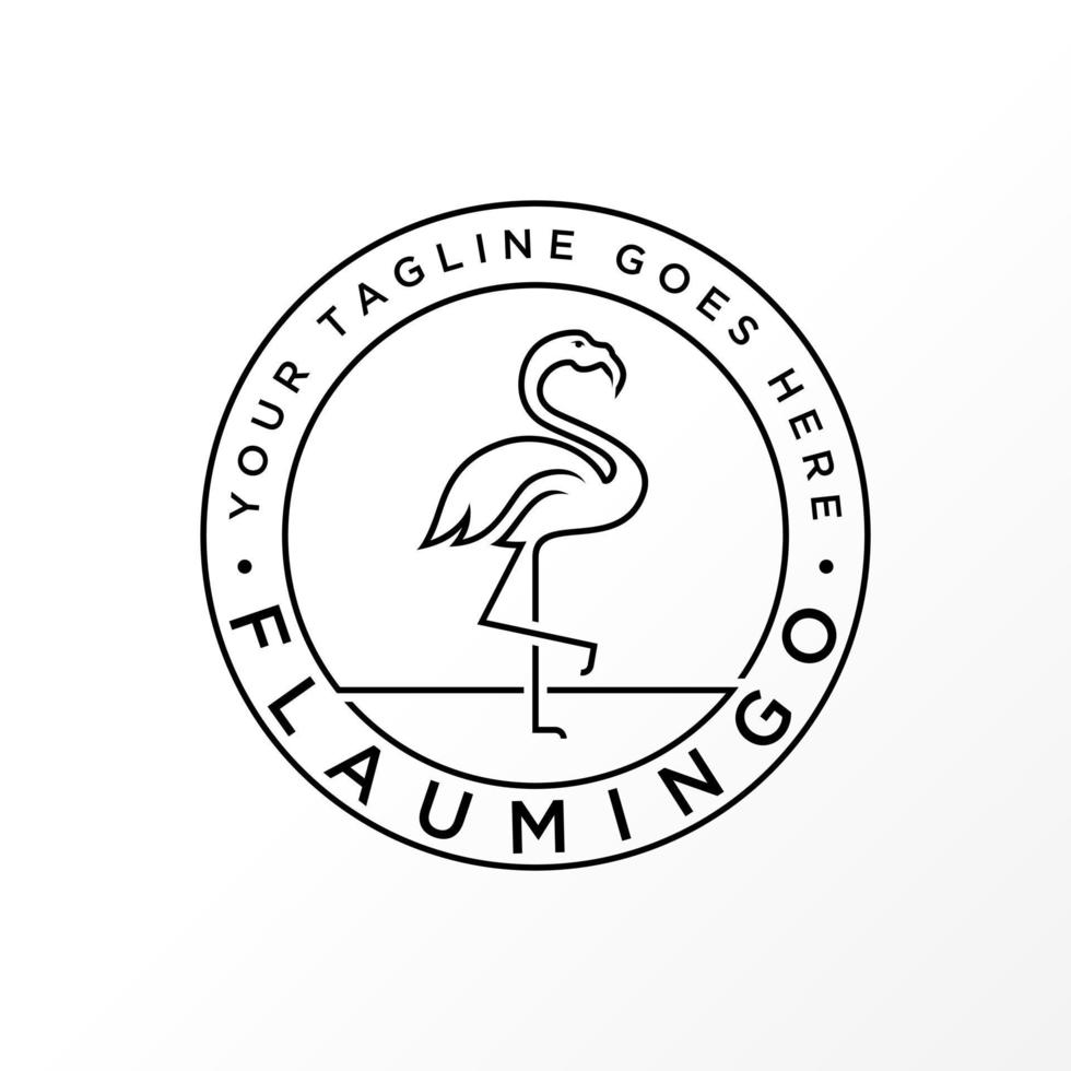 Simple and unique Flamingo in emblem line circle image graphic icon logo classic design abstract concept vector stock. Can be used as a symbol related to animal.