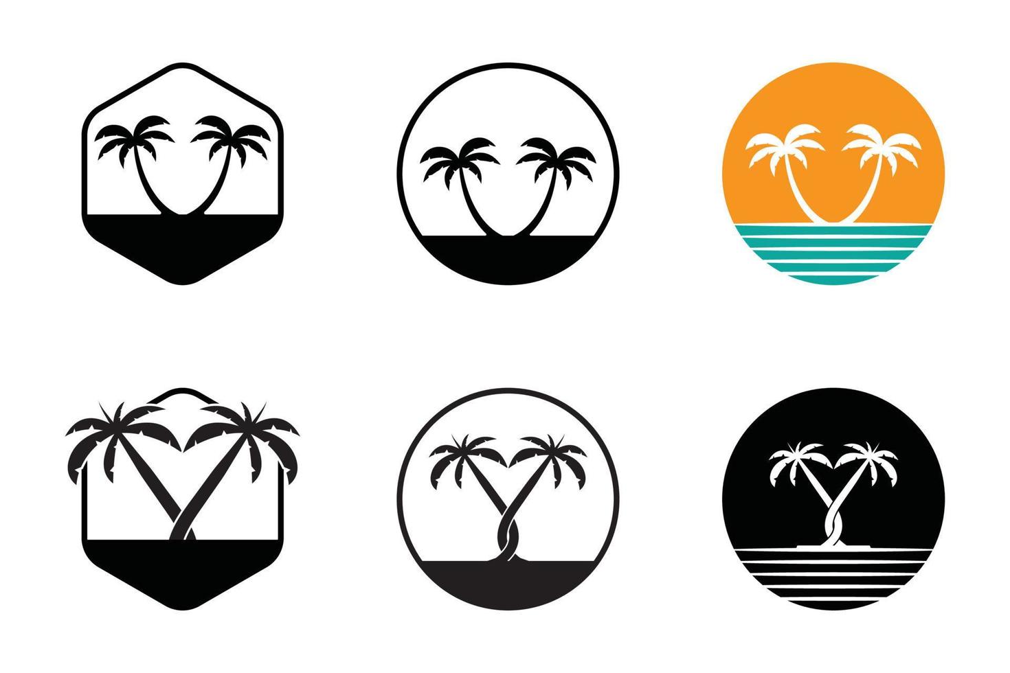 Ilustración de vector de plantilla de logotipo de verano de palmera