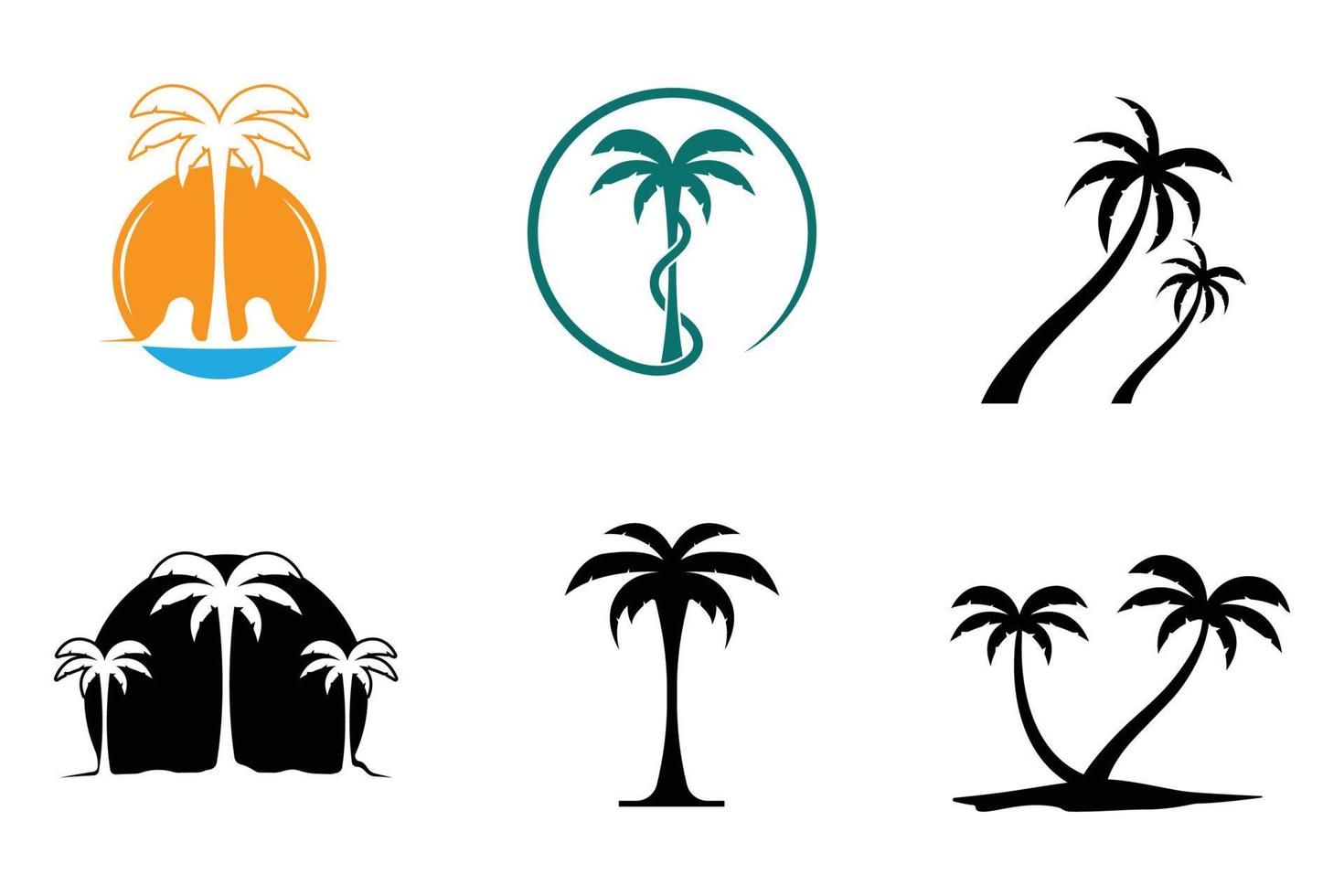 Ilustración de vector de plantilla de logotipo de verano de palmera