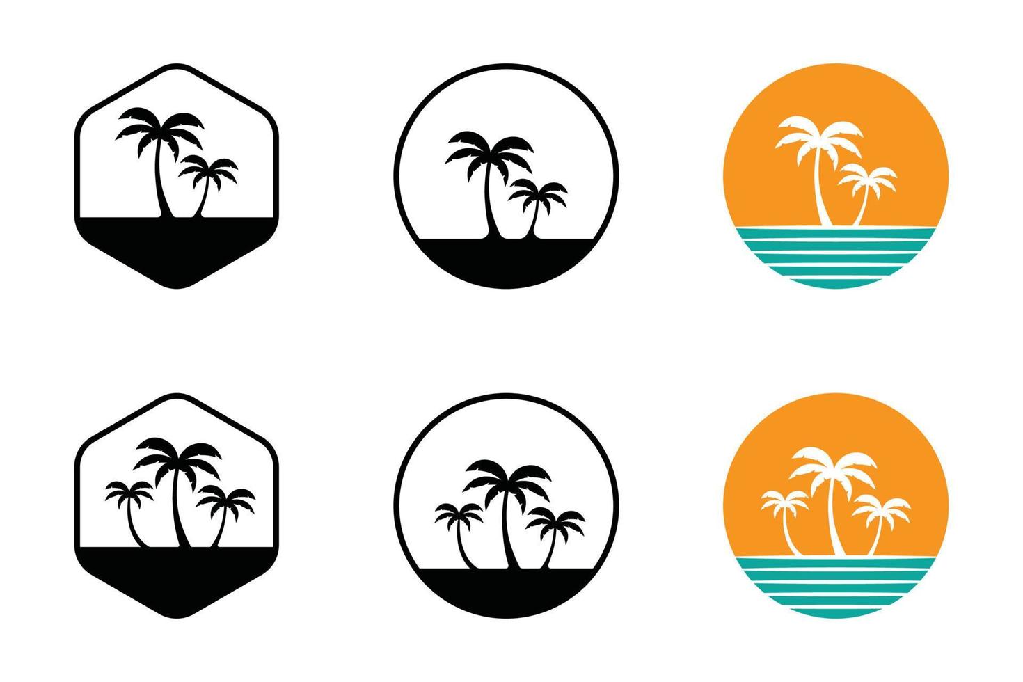 Ilustración de vector de plantilla de logotipo de verano de palmera