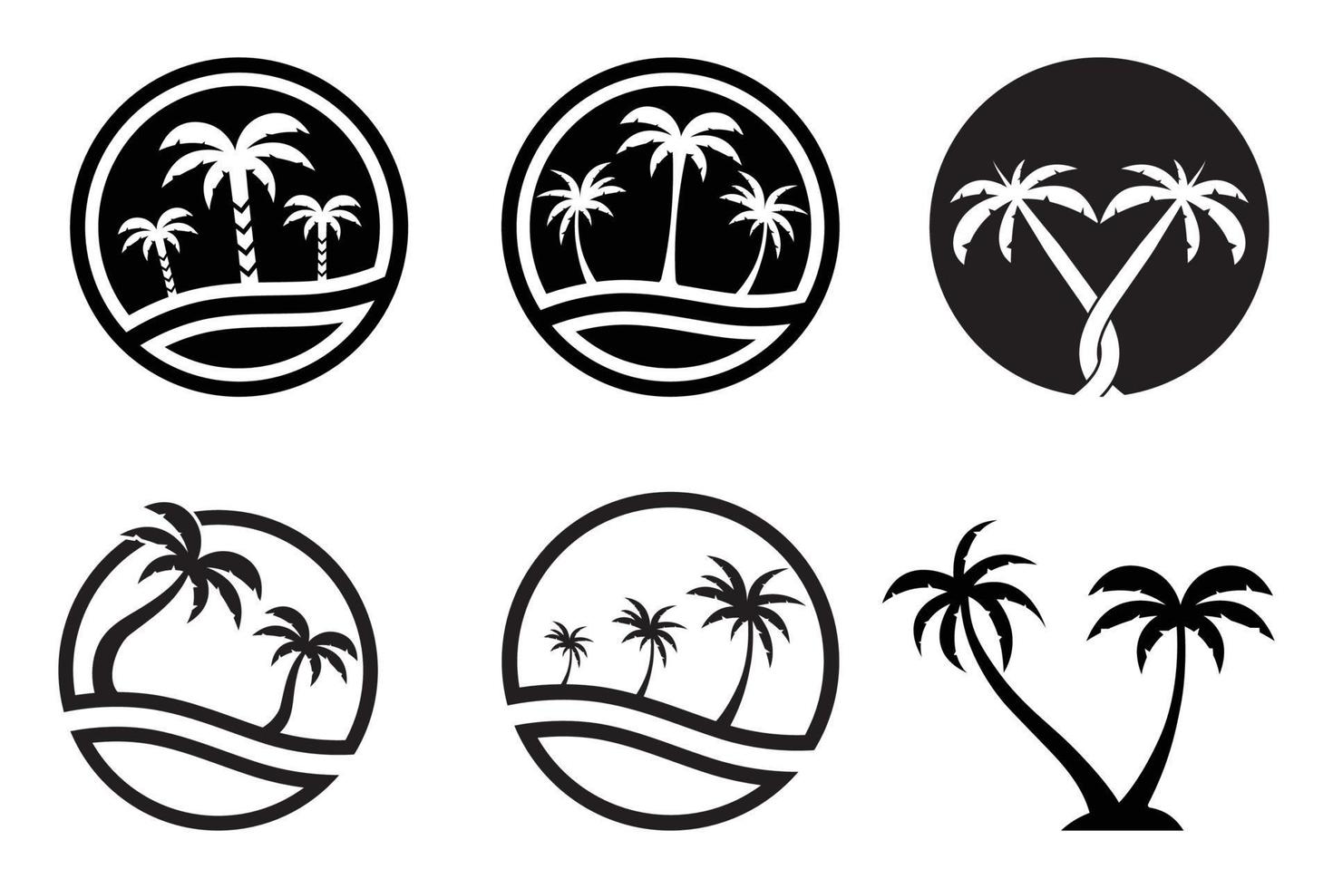 Ilustración de vector de plantilla de logotipo de verano de palmera