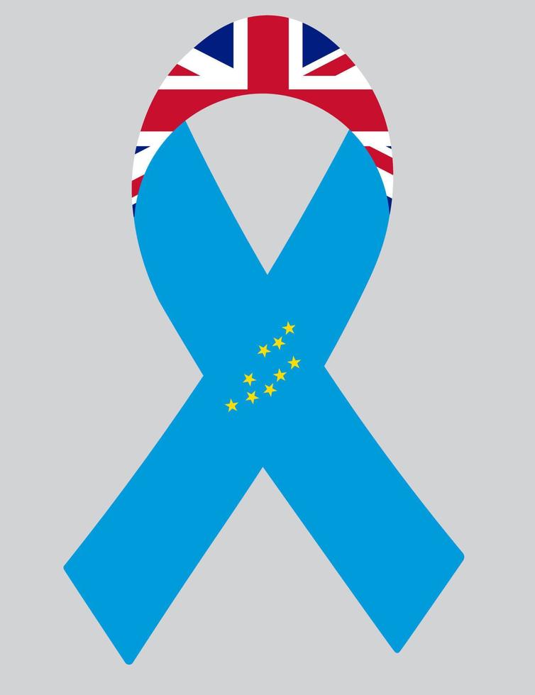 3D Flag of Tuvalu on ribbon. vector