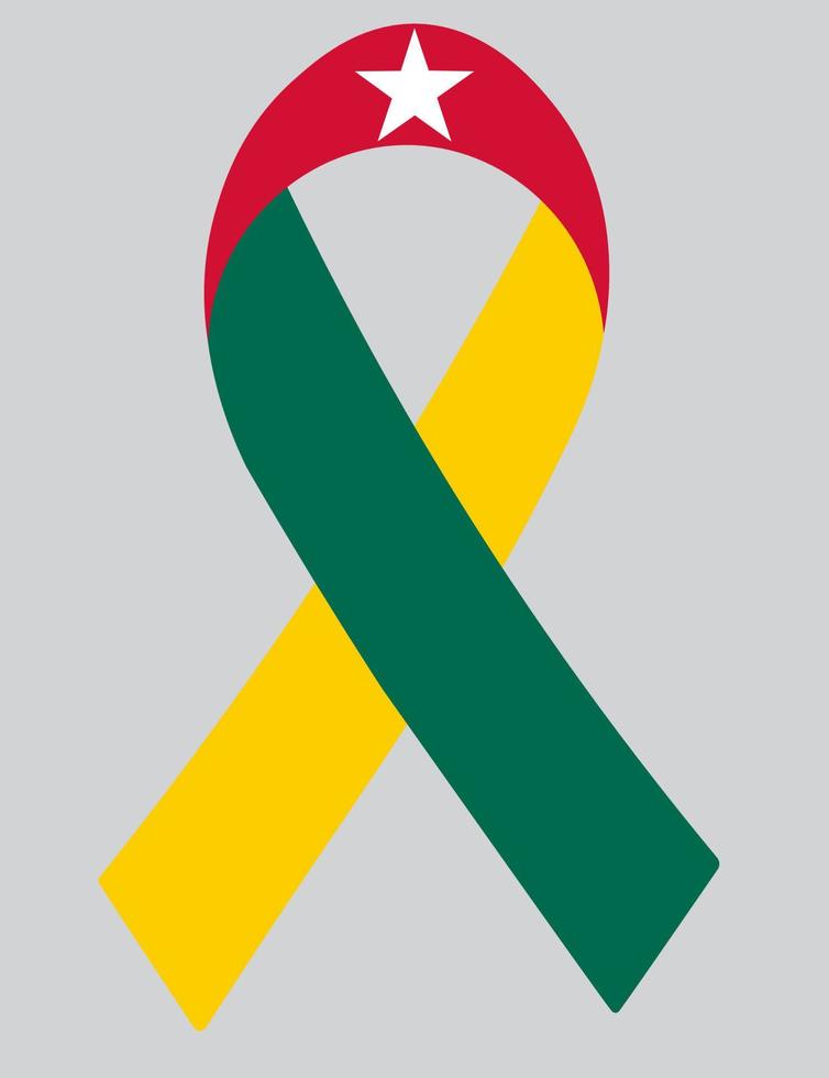 3D Flag of Togo on ribbon. vector
