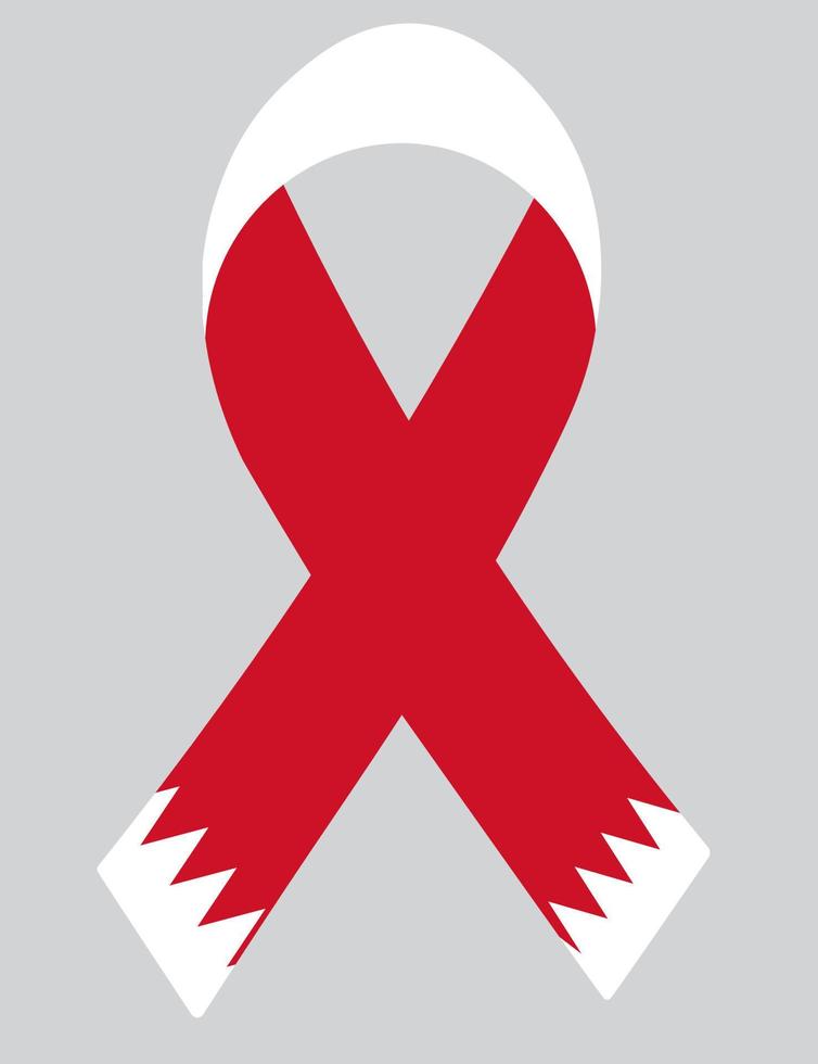 3D Flag of Bahrain on ribbon. vector