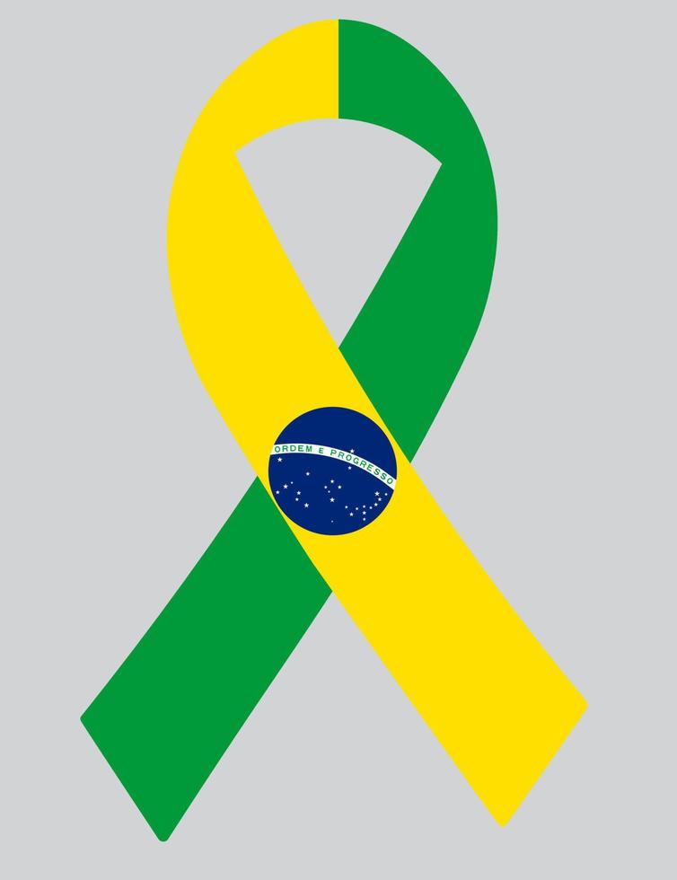 3D Flag of Brazil on ribbon. vector