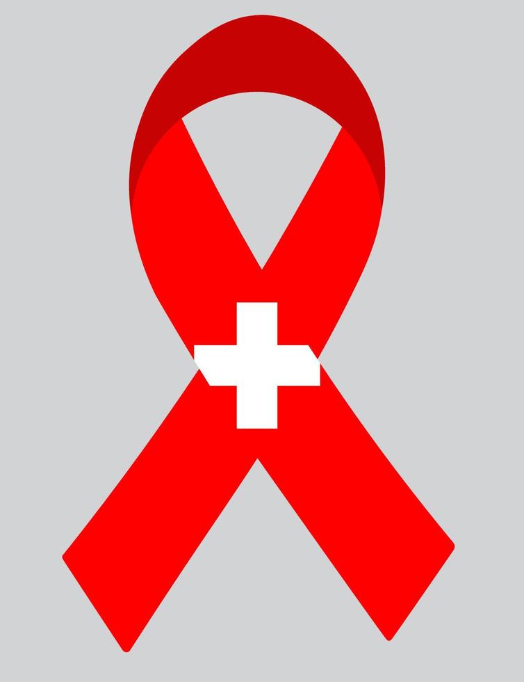 3D Flag of Switzerland on ribbon. vector
