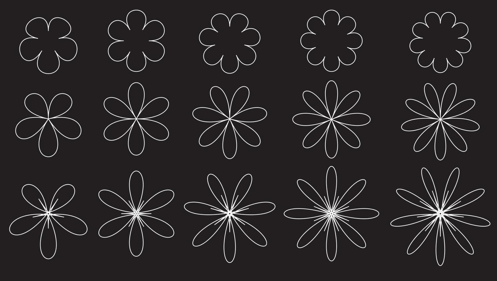 The white symbol collection on a black background. vector