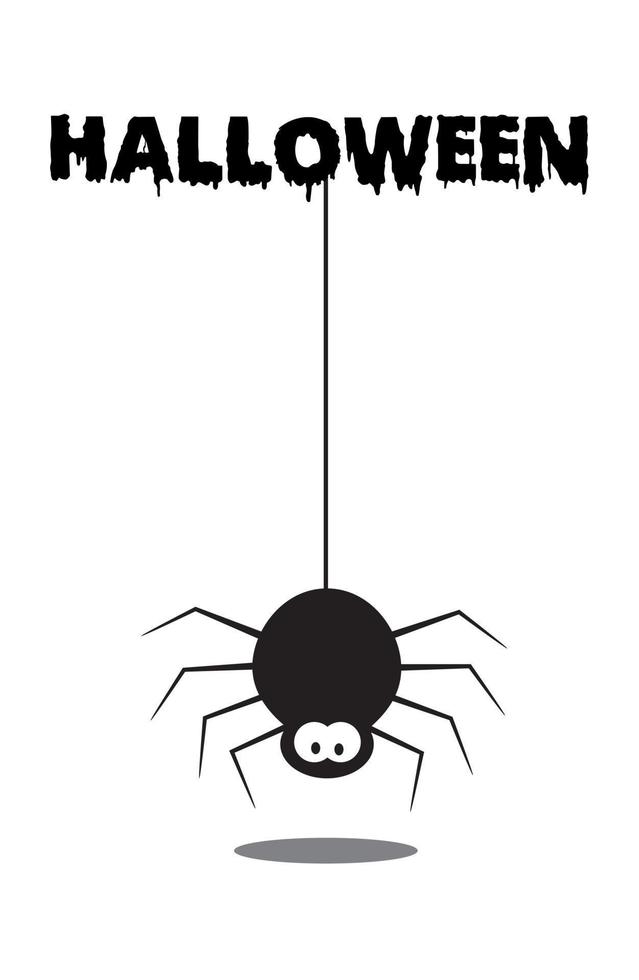 Halloween Concept background with a spider on spider web under the word Halloween. Vector illustration.