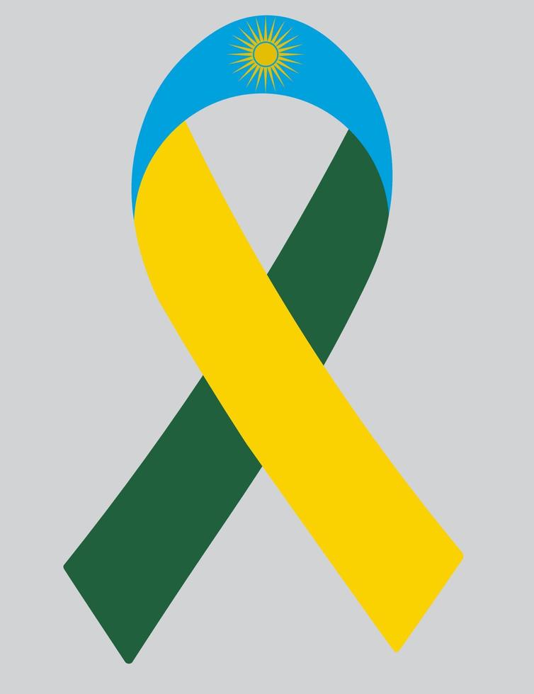 3d bandera de ruanda en cinta. vector