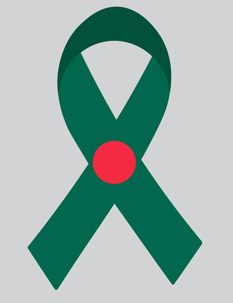 3D Flag of Bangladesh on ribbon. vector