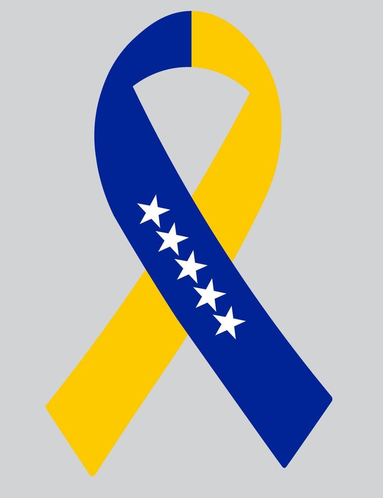 Bandera 3d de bosnia y herzegovina en cinta. vector