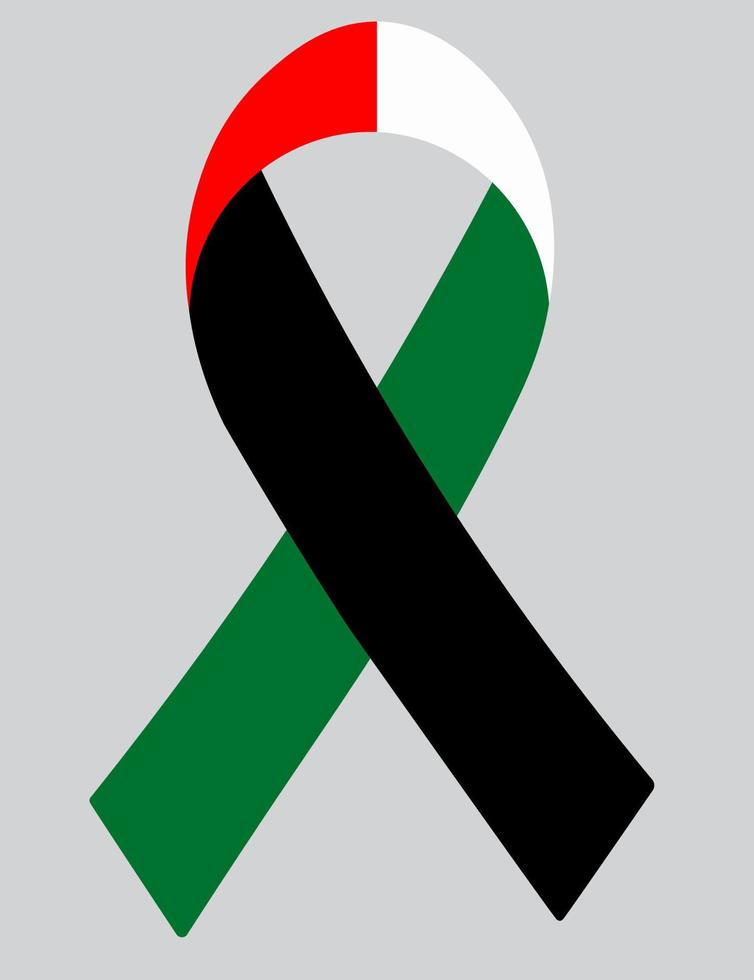 3D Flag of United Arab Emirates on ribbon. vector