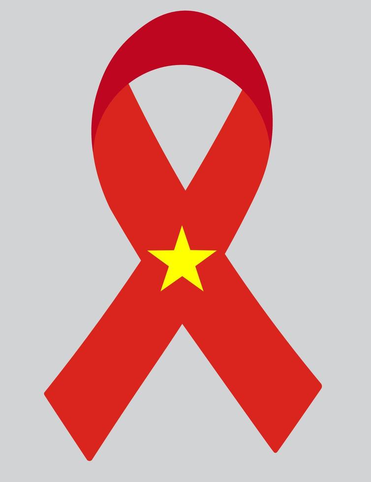 3D Flag of Vietnam on ribbon. vector