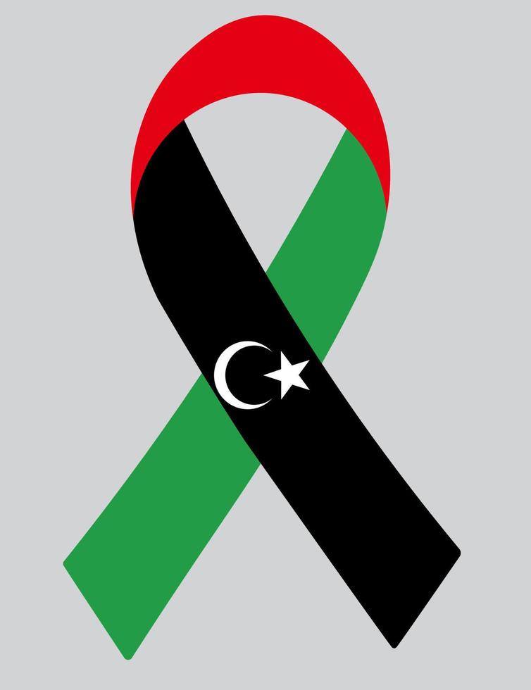 3D Flag of Libya on ribbon. vector