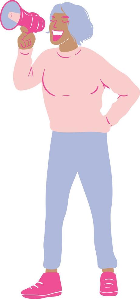 Woman holding megaphone illustration vector