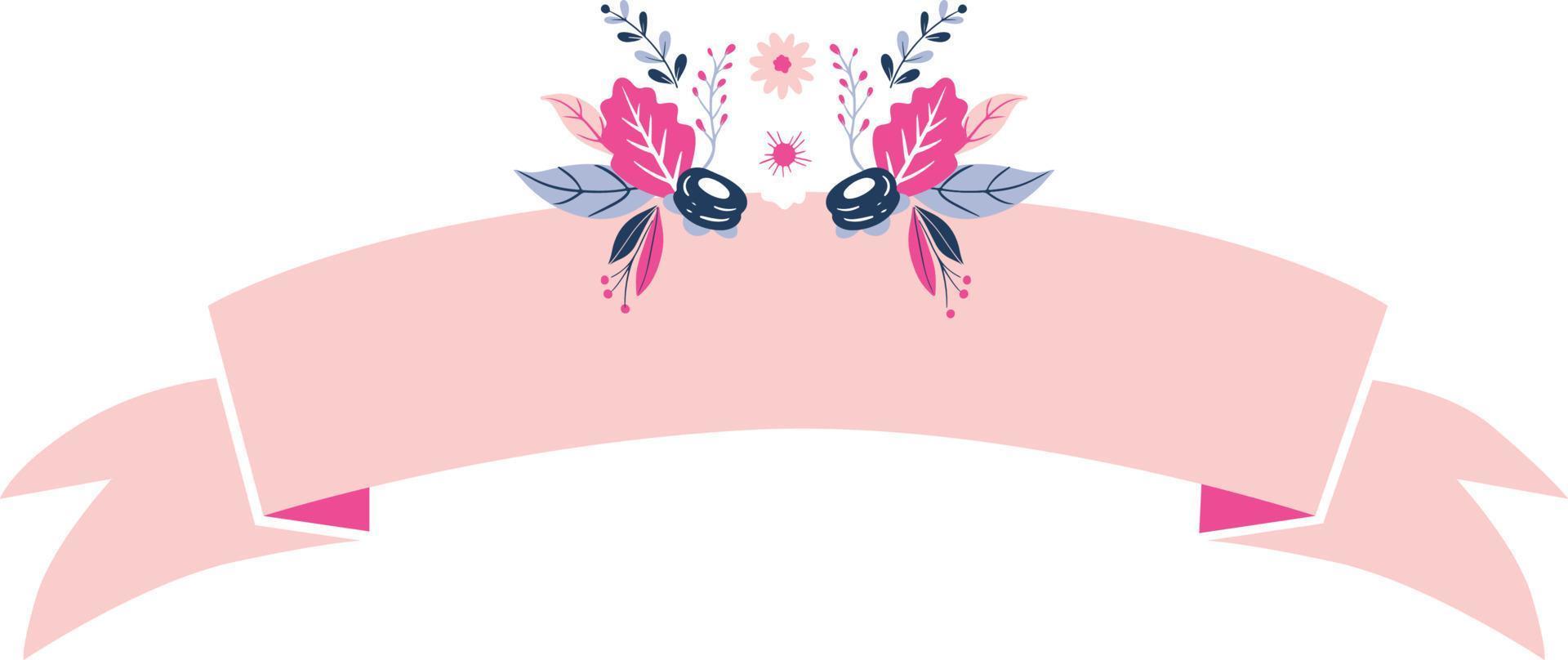 cinta rosa con ilustración de flores vector