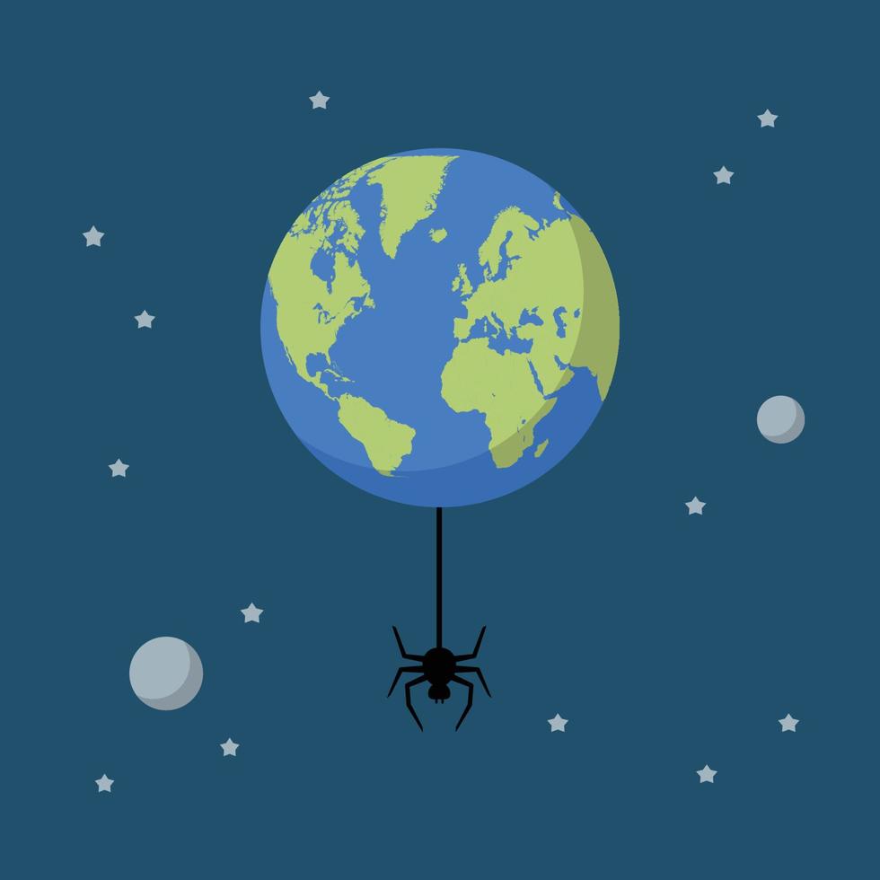 Planet earth with spider vector